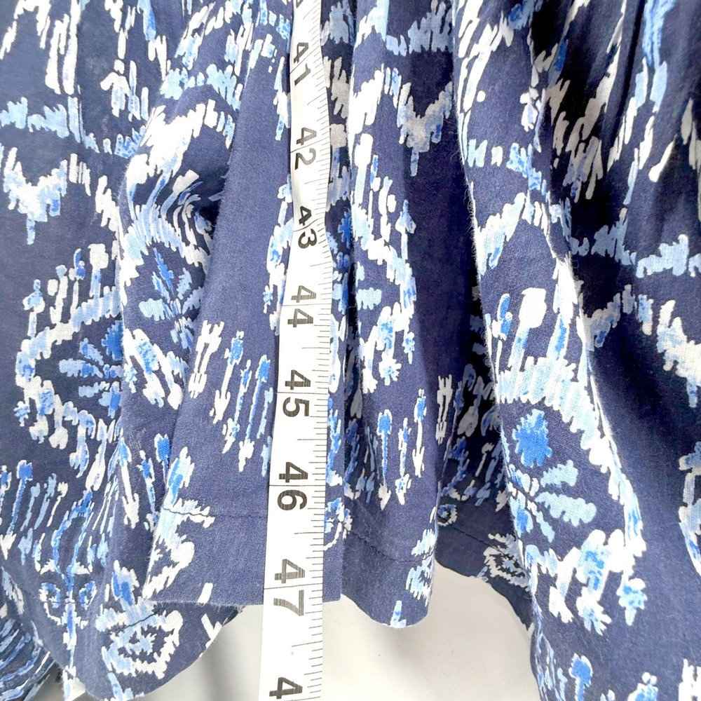 Tommy Bahama Maxi Dress Womens Large Blue Tiered Ikat Cotton Tassel Boho Lined - Picture 9 of 10
